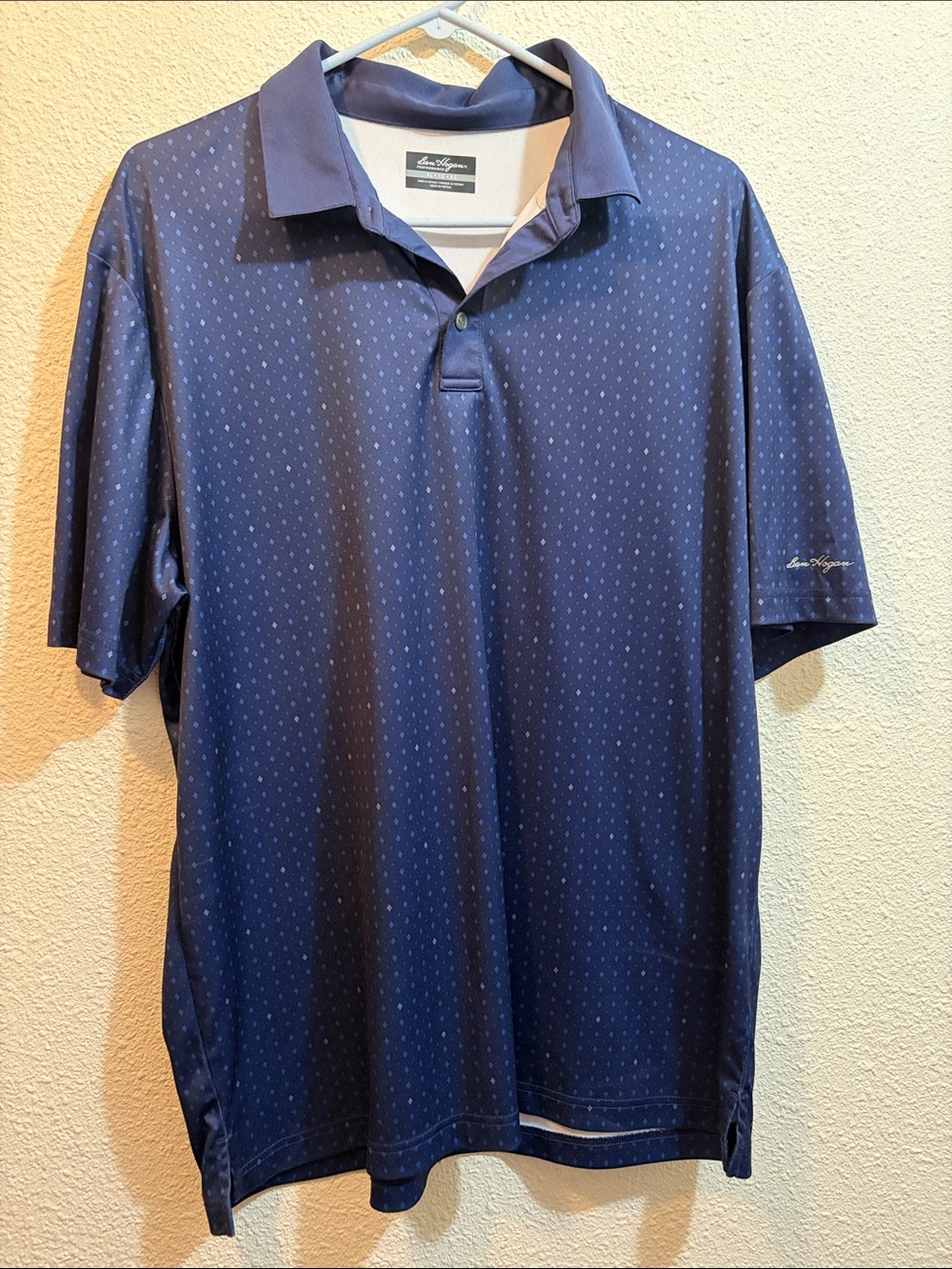 Greg Norman Collection Navy Dotted Performance Polo